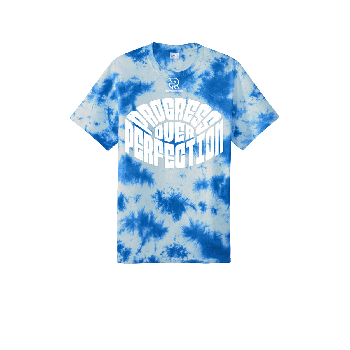 PROGRESS OVER PERFECTION (White) - Short Sleeve Tie Dye Cotton Tee