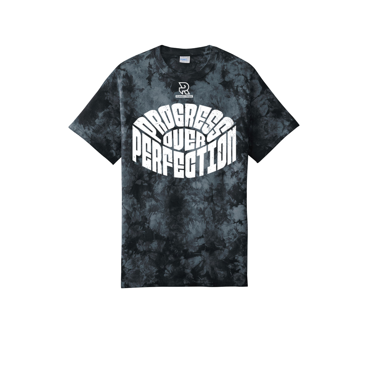 PROGRESS OVER PERFECTION (White) - Short Sleeve Tie Dye Cotton Tee
