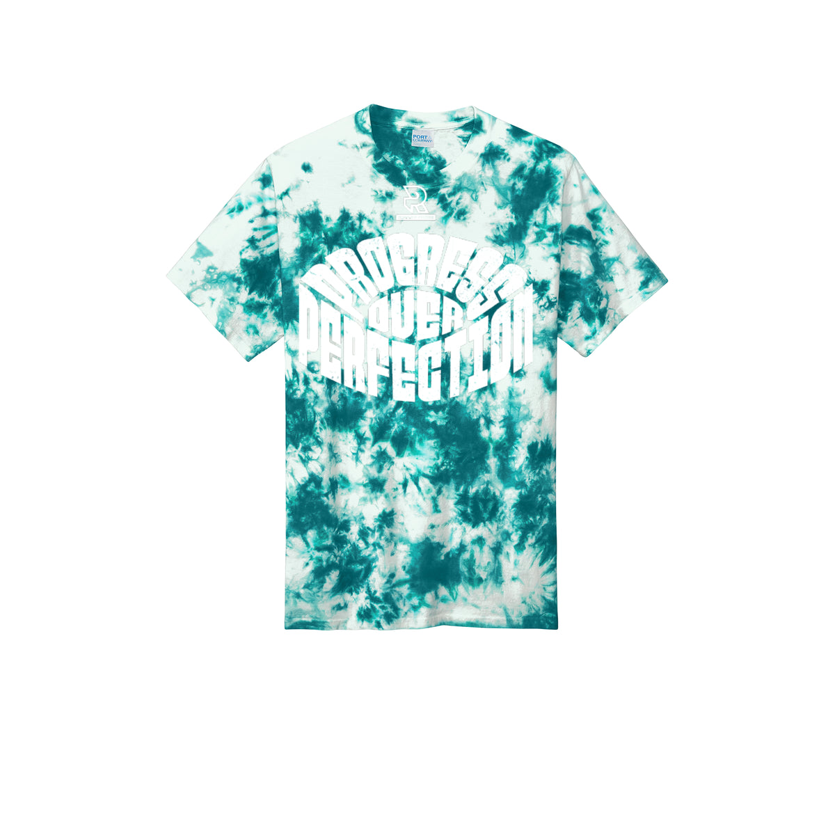 PROGRESS OVER PERFECTION (White) - Short Sleeve Tie Dye Cotton Tee