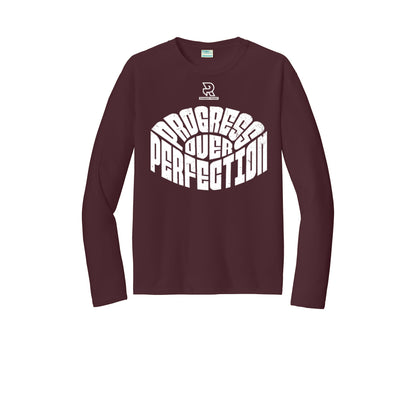 PROGRESS OVER PERFECTION (White) - Long Sleeve Performance Tee