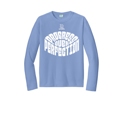 PROGRESS OVER PERFECTION (White) - Long Sleeve Performance Tee