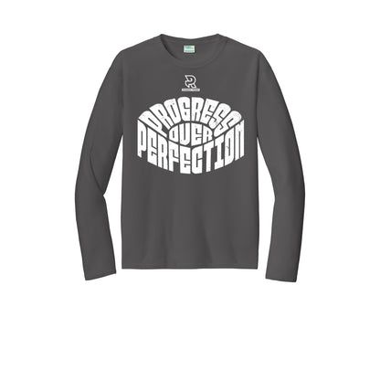 PROGRESS OVER PERFECTION (White) - Long Sleeve Performance Tee