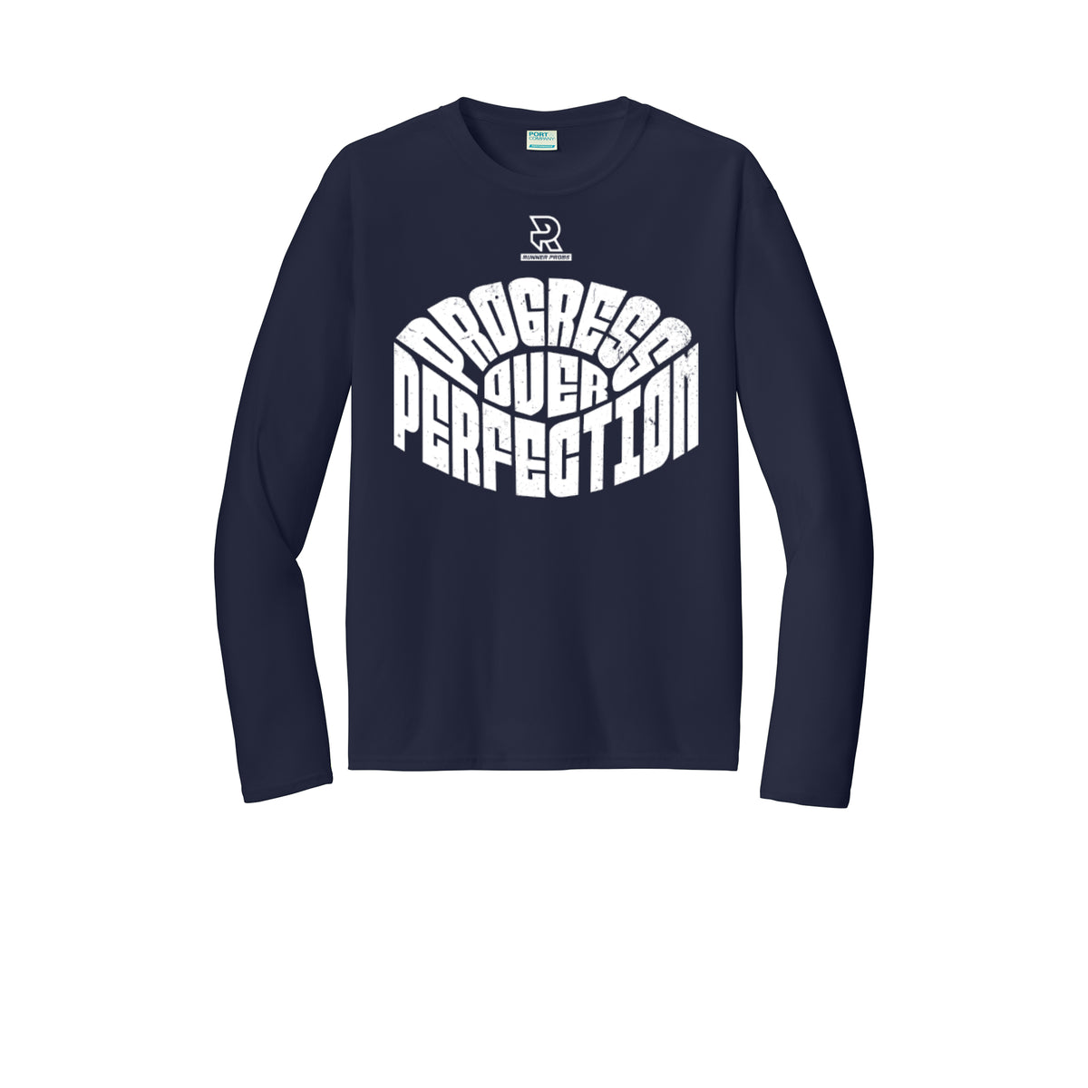 PROGRESS OVER PERFECTION (White) - Long Sleeve Performance Tee