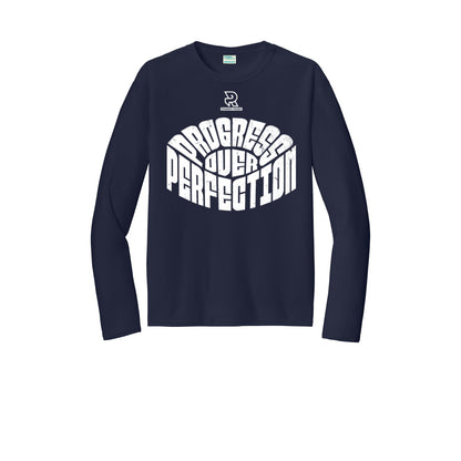 PROGRESS OVER PERFECTION (White) - Long Sleeve Performance Tee