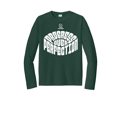 PROGRESS OVER PERFECTION (White) - Long Sleeve Performance Tee