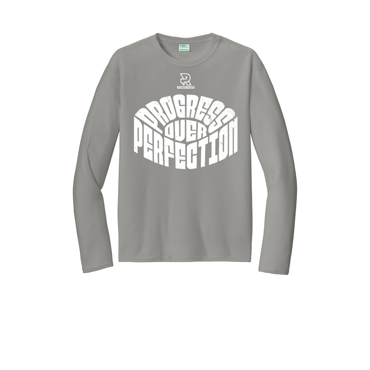 PROGRESS OVER PERFECTION (White) - Long Sleeve Performance Tee