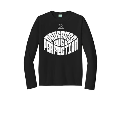 PROGRESS OVER PERFECTION (White) - Long Sleeve Performance Tee