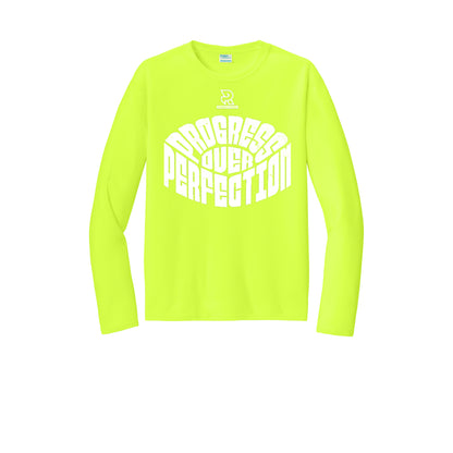 PROGRESS OVER PERFECTION (White) - Long Sleeve Performance Tee