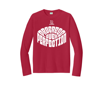 PROGRESS OVER PERFECTION (White) - Long Sleeve Performance Tee