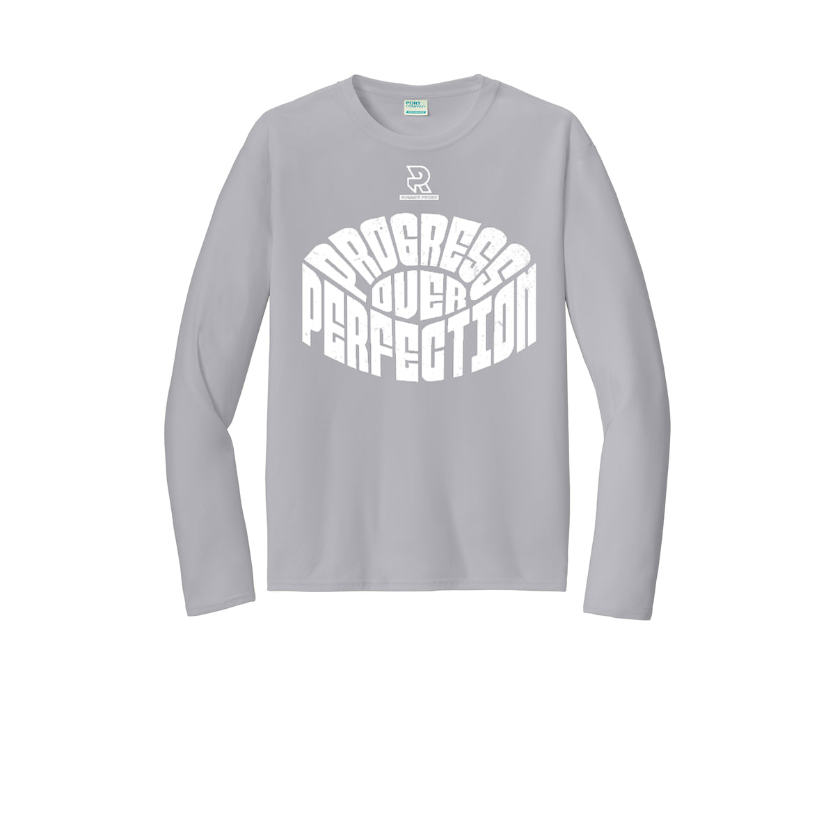 PROGRESS OVER PERFECTION (White) - Long Sleeve Performance Tee
