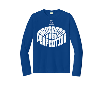 PROGRESS OVER PERFECTION (White) - Long Sleeve Performance Tee
