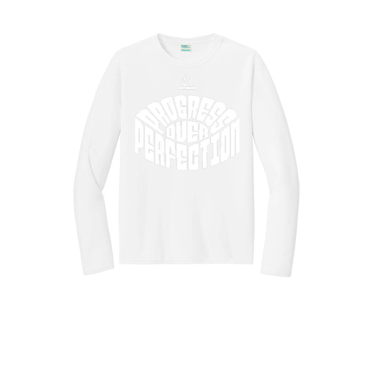 PROGRESS OVER PERFECTION (White) - Long Sleeve Performance Tee