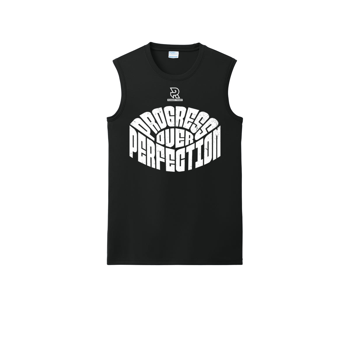 PROGRESS OVER PERFECTION (White) - Sleeveless Performance Tee
