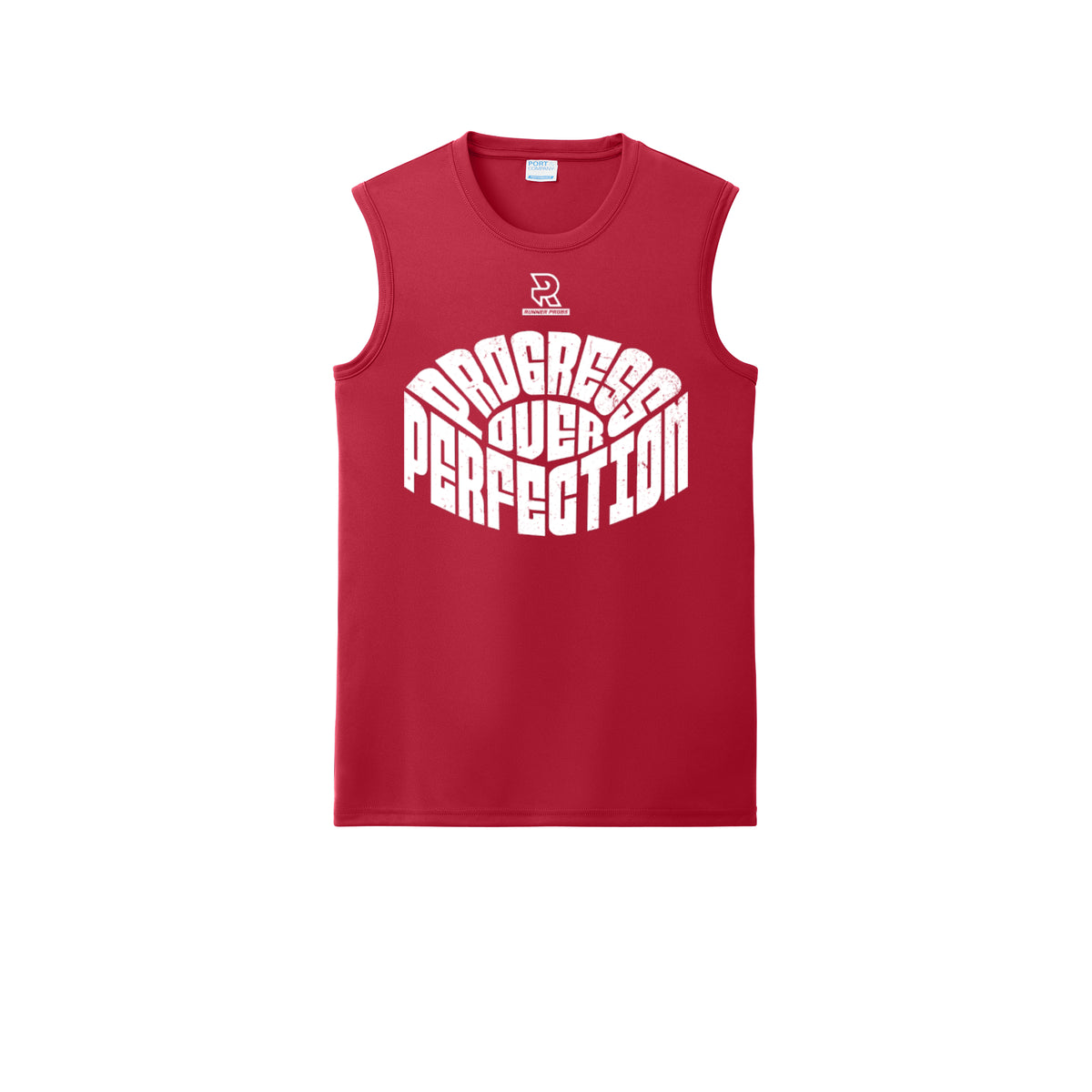 PROGRESS OVER PERFECTION (White) - Sleeveless Performance Tee