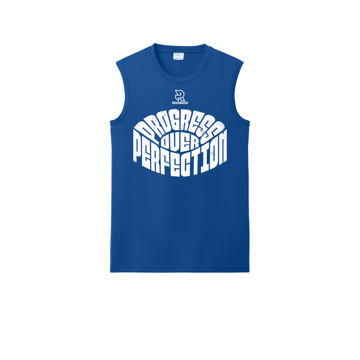 PROGRESS OVER PERFECTION (White) - Sleeveless Performance Tee