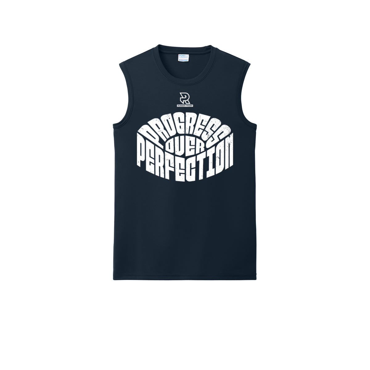 PROGRESS OVER PERFECTION (White) - Sleeveless Performance Tee