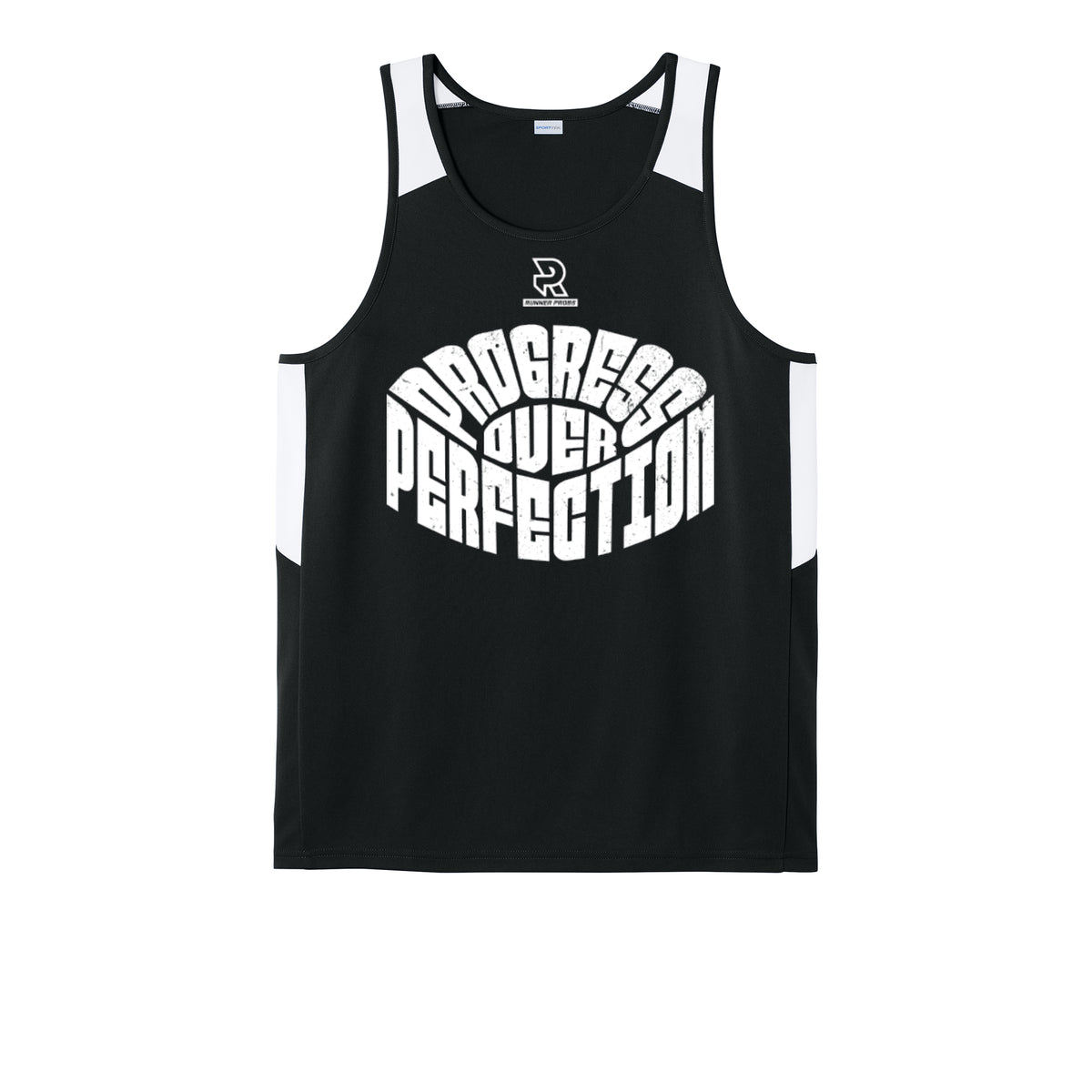 PROGRESS OVER PERFECTION (White) - Mens Club Track Tank