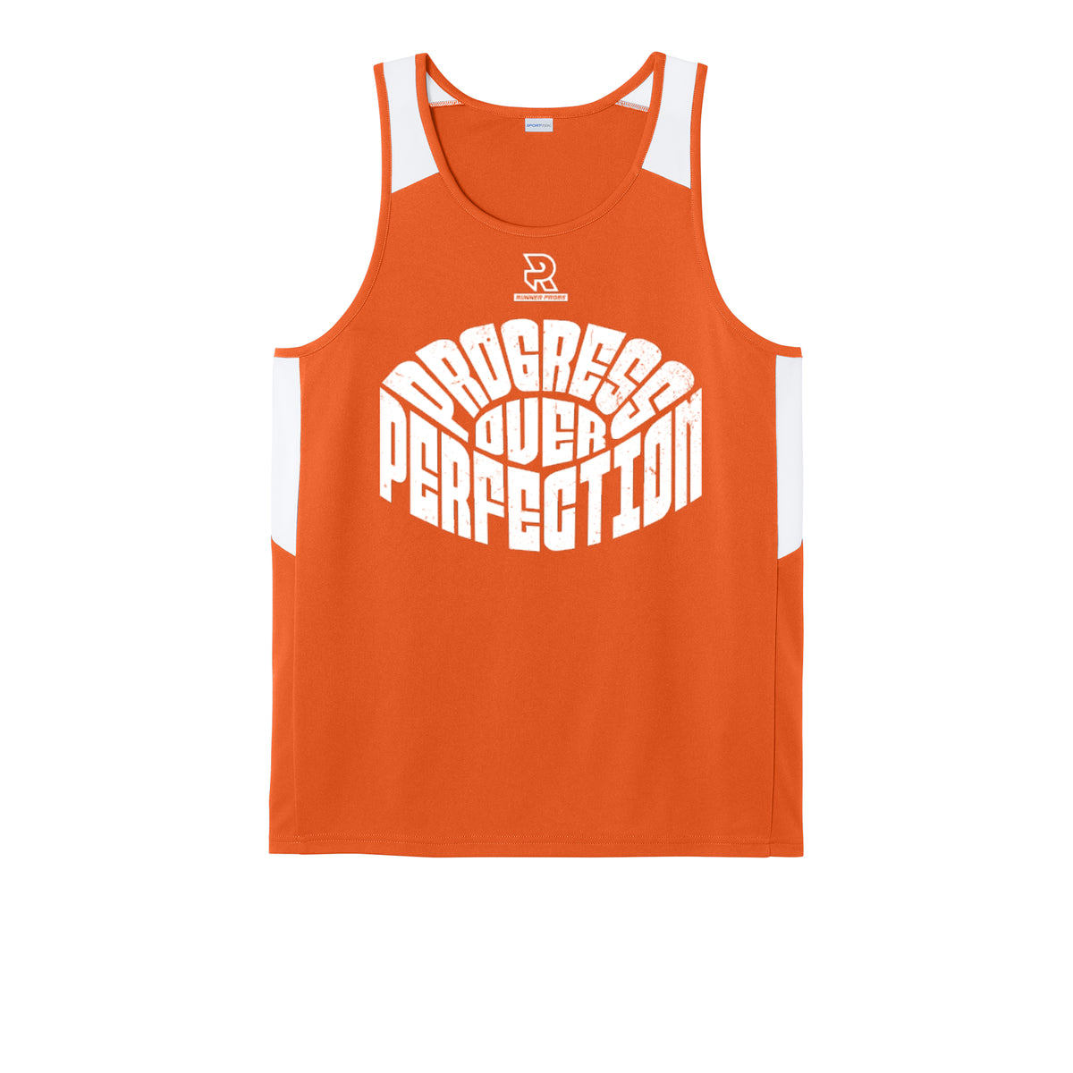 PROGRESS OVER PERFECTION (White) - Mens Club Track Tank