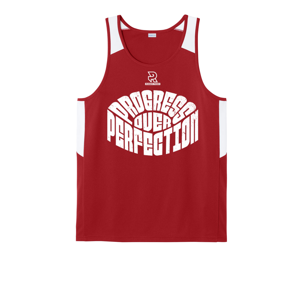 PROGRESS OVER PERFECTION (White) - Mens Club Track Tank