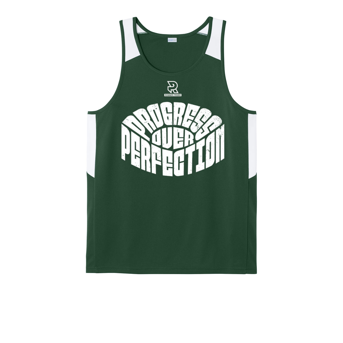 PROGRESS OVER PERFECTION (White) - Mens Club Track Tank