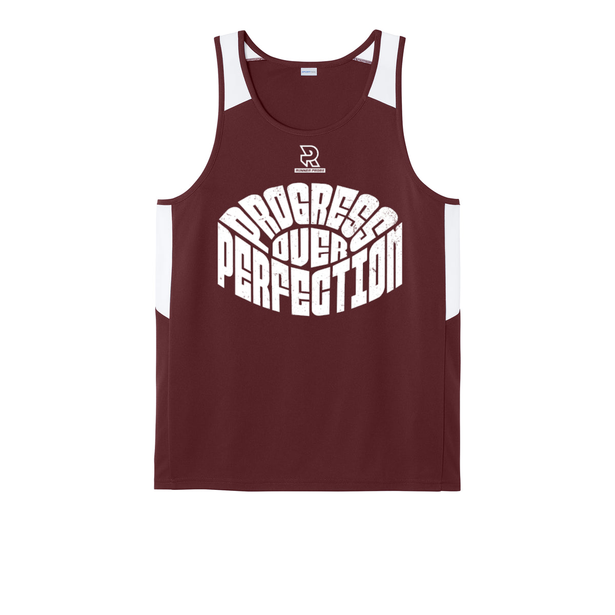 PROGRESS OVER PERFECTION (White) - Mens Club Track Tank