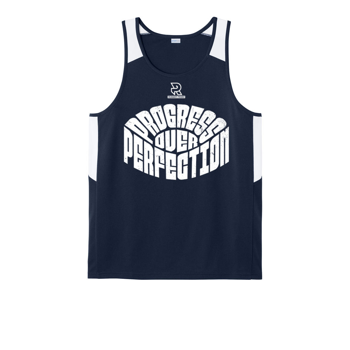 PROGRESS OVER PERFECTION (White) - Mens Club Track Tank