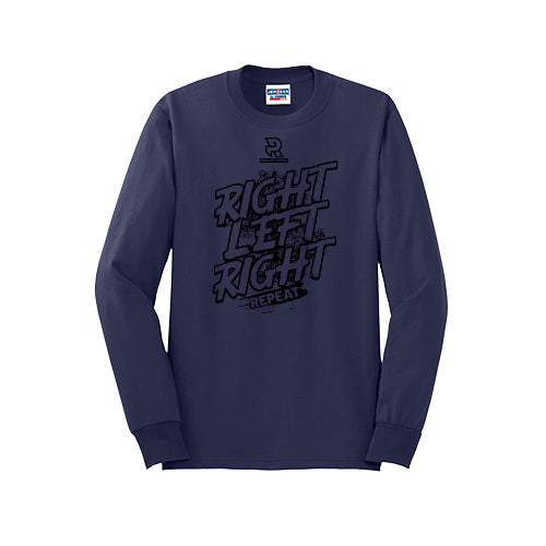 RIGHT LEFT RIGHT (Black) - Long Sleeve 50/50 Tee