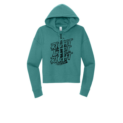 RIGHT LEFT RIGHT (Black) - Womens Fleece Hoodie
