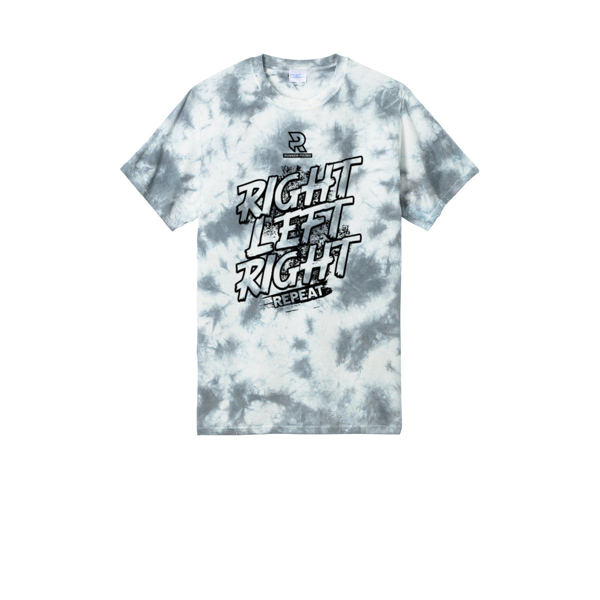 RIGHT LEFT RIGHT (Black) - Short Sleeve Tie Dye Cotton Tee