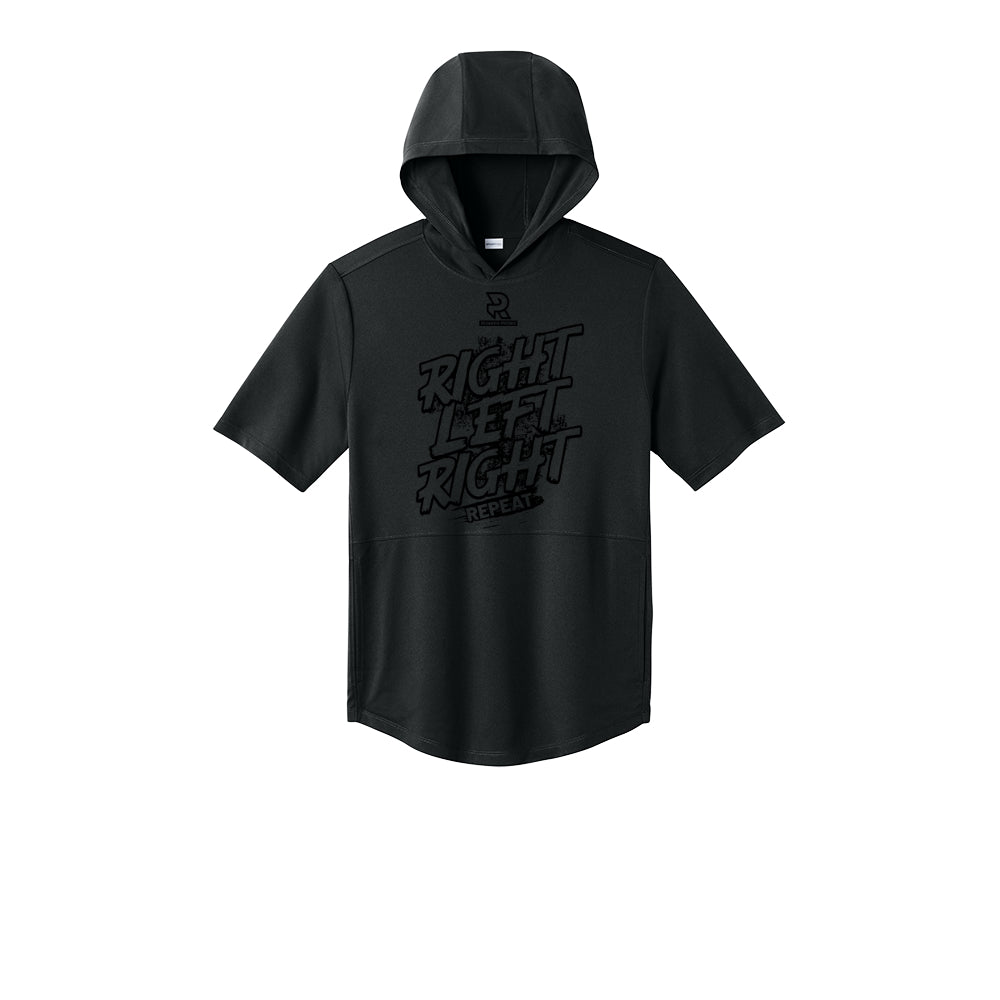 RIGHT LEFT RIGHT (Black) - Short Sleeve Performance Hoodie