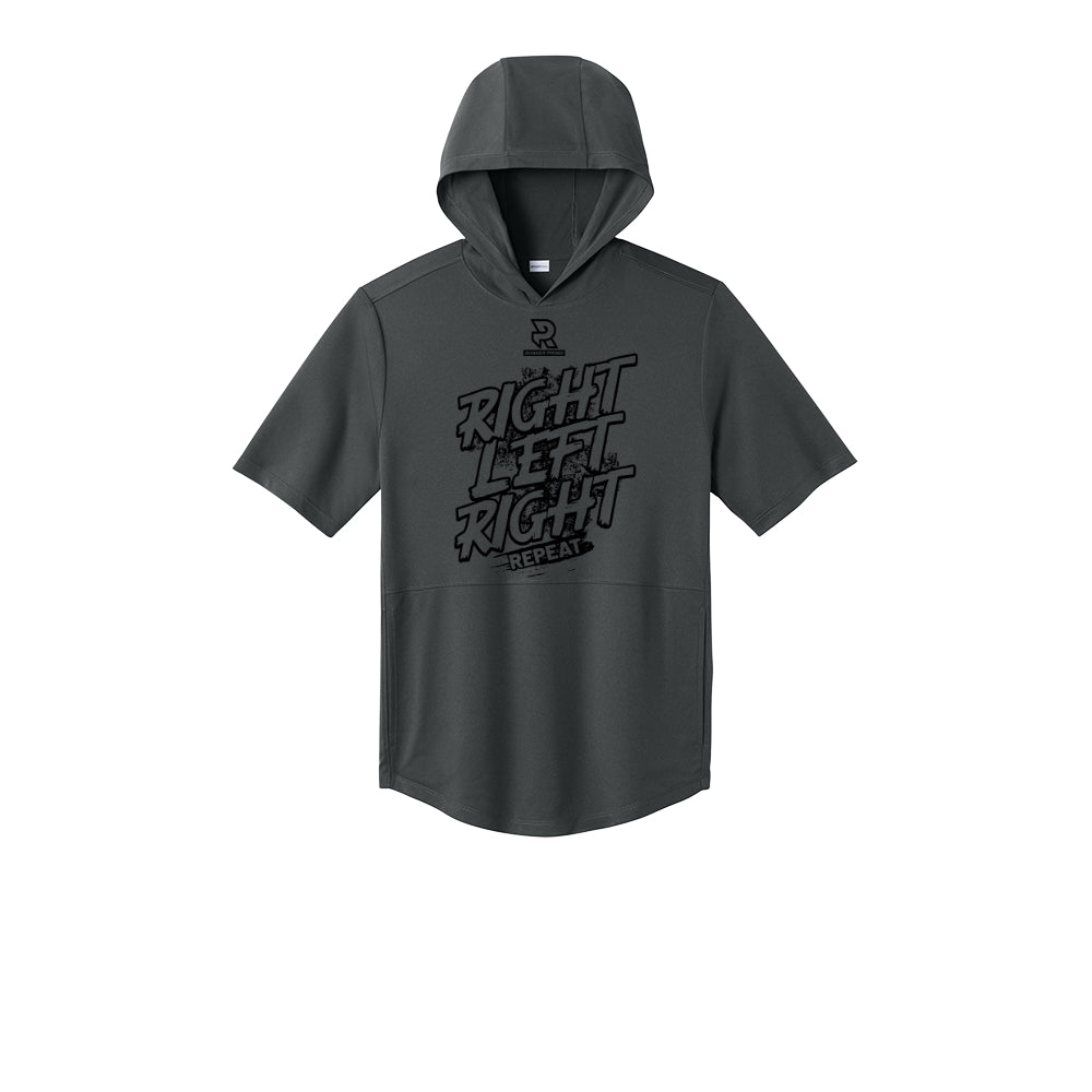 RIGHT LEFT RIGHT (Black) - Short Sleeve Performance Hoodie
