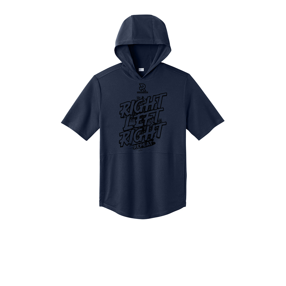 RIGHT LEFT RIGHT (Black) - Short Sleeve Performance Hoodie