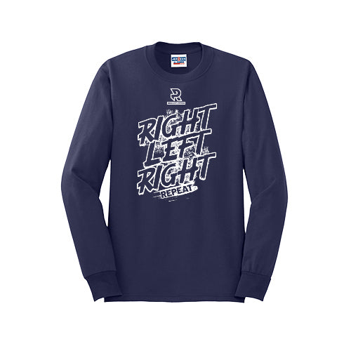 RIGHT LEFT RIGHT (White) - Long Sleeve 50/50 Tee