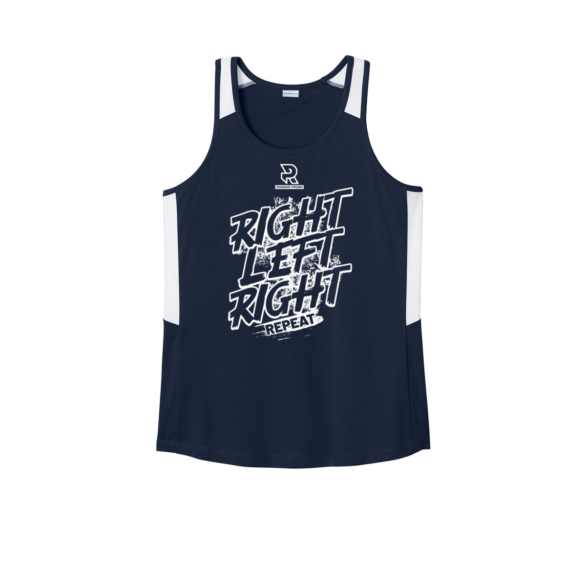 RIGHT LEFT RIGHT (White) - Womens Club Track Tank