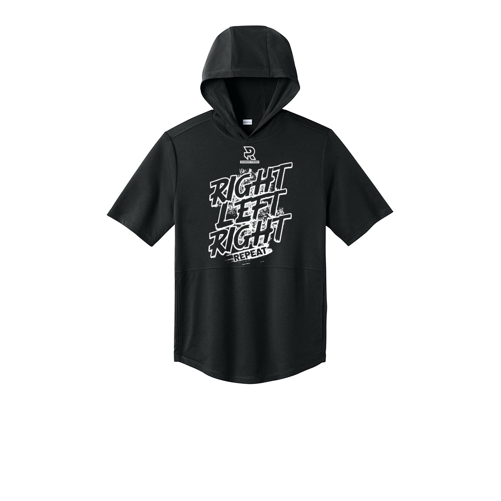 RIGHT LEFT RIGHT (White) - Short Sleeve Performance Hoodie