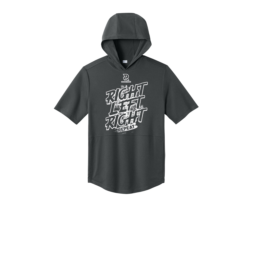 RIGHT LEFT RIGHT (White) - Short Sleeve Performance Hoodie