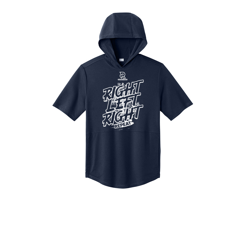 RIGHT LEFT RIGHT (White) - Short Sleeve Performance Hoodie