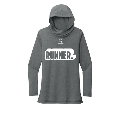 RUNNER DNA (White) - Womens Tri-Blend Long Sleeve Hoodie