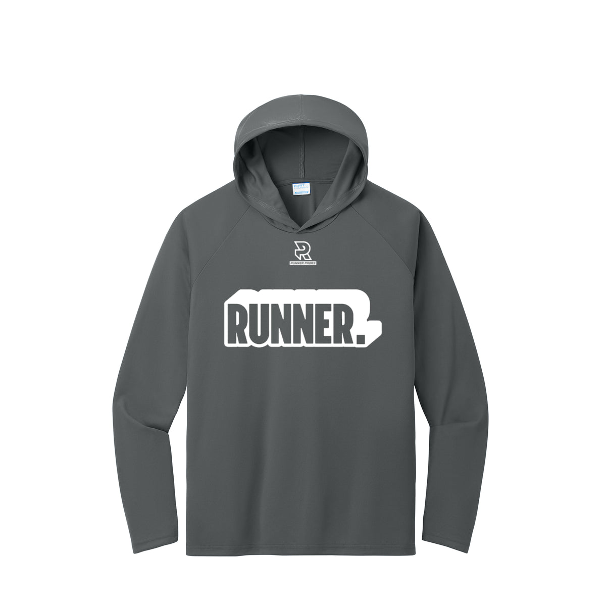 RUNNER DNA (White) - Long Sleeve Hooded Performance Tee