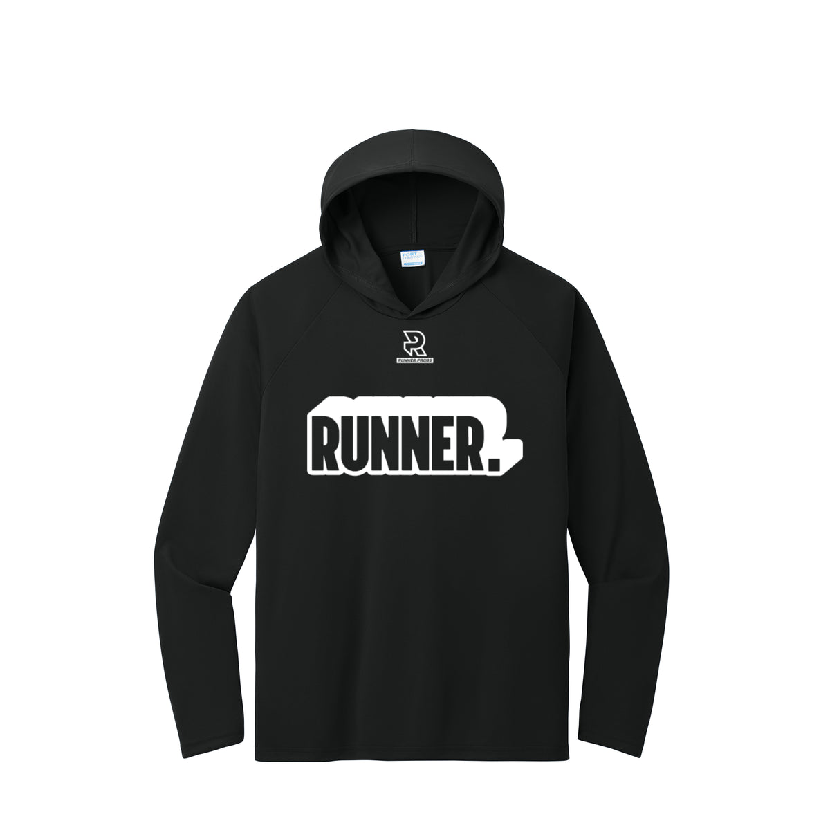 RUNNER DNA (White) - Long Sleeve Hooded Performance Tee