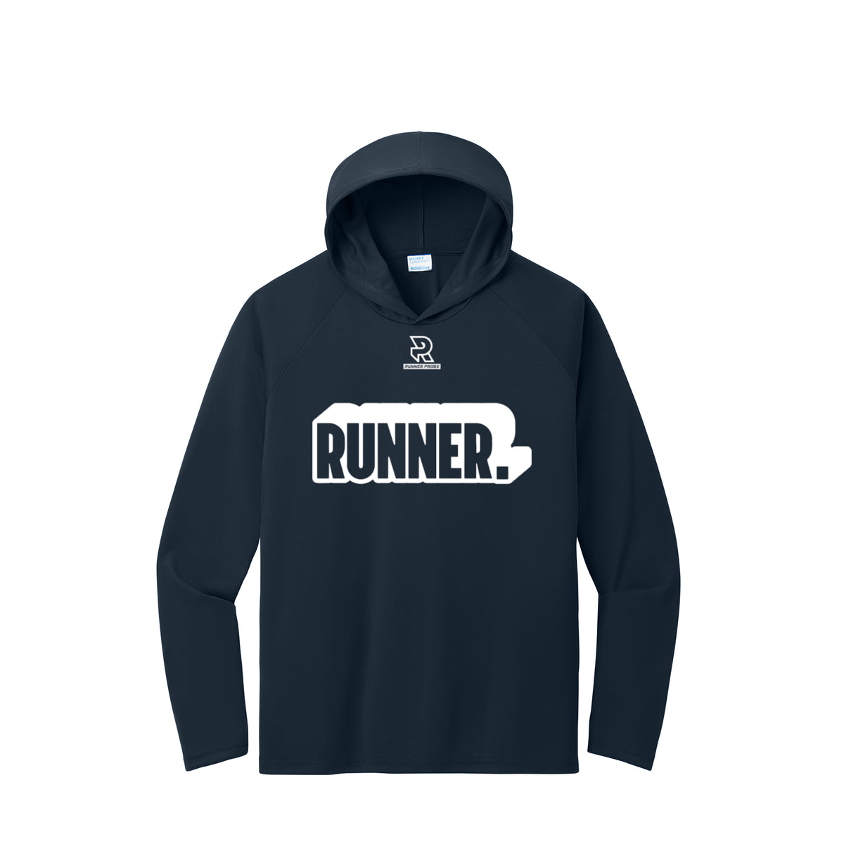 RUNNER DNA (White) - Long Sleeve Hooded Performance Tee