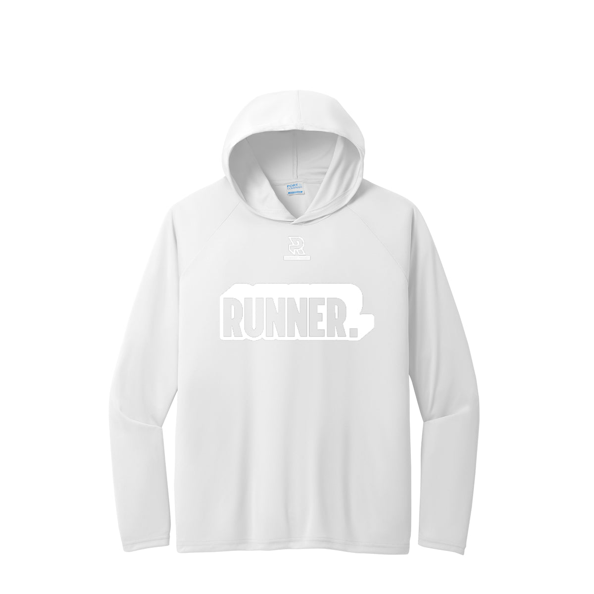 RUNNER DNA (White) - Long Sleeve Hooded Performance Tee