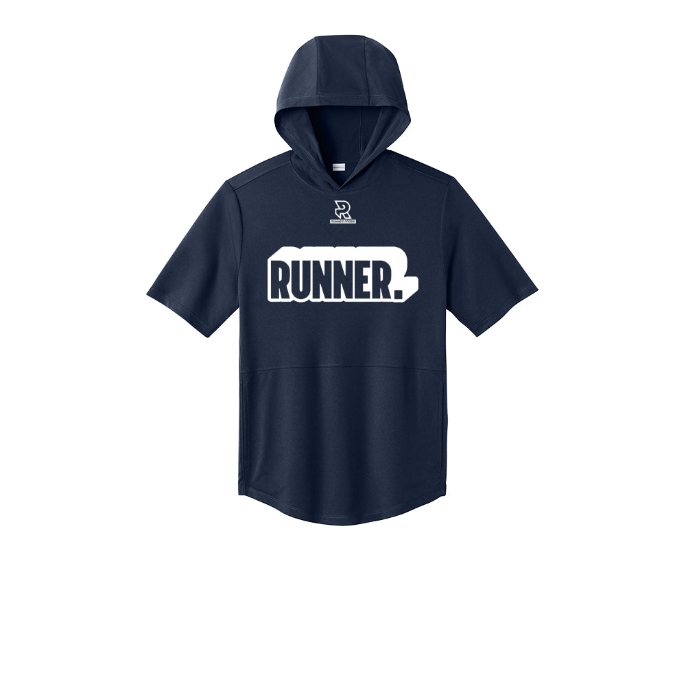 RUNNER DNA (White) - Short Sleeve Performance Hoodie