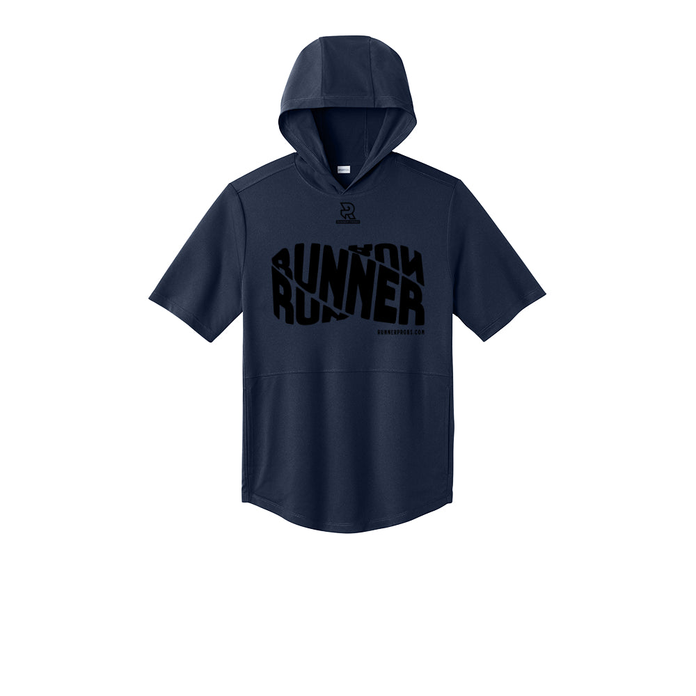 RUNNER DNA (Black) - Short Sleeve Performance Hoodie