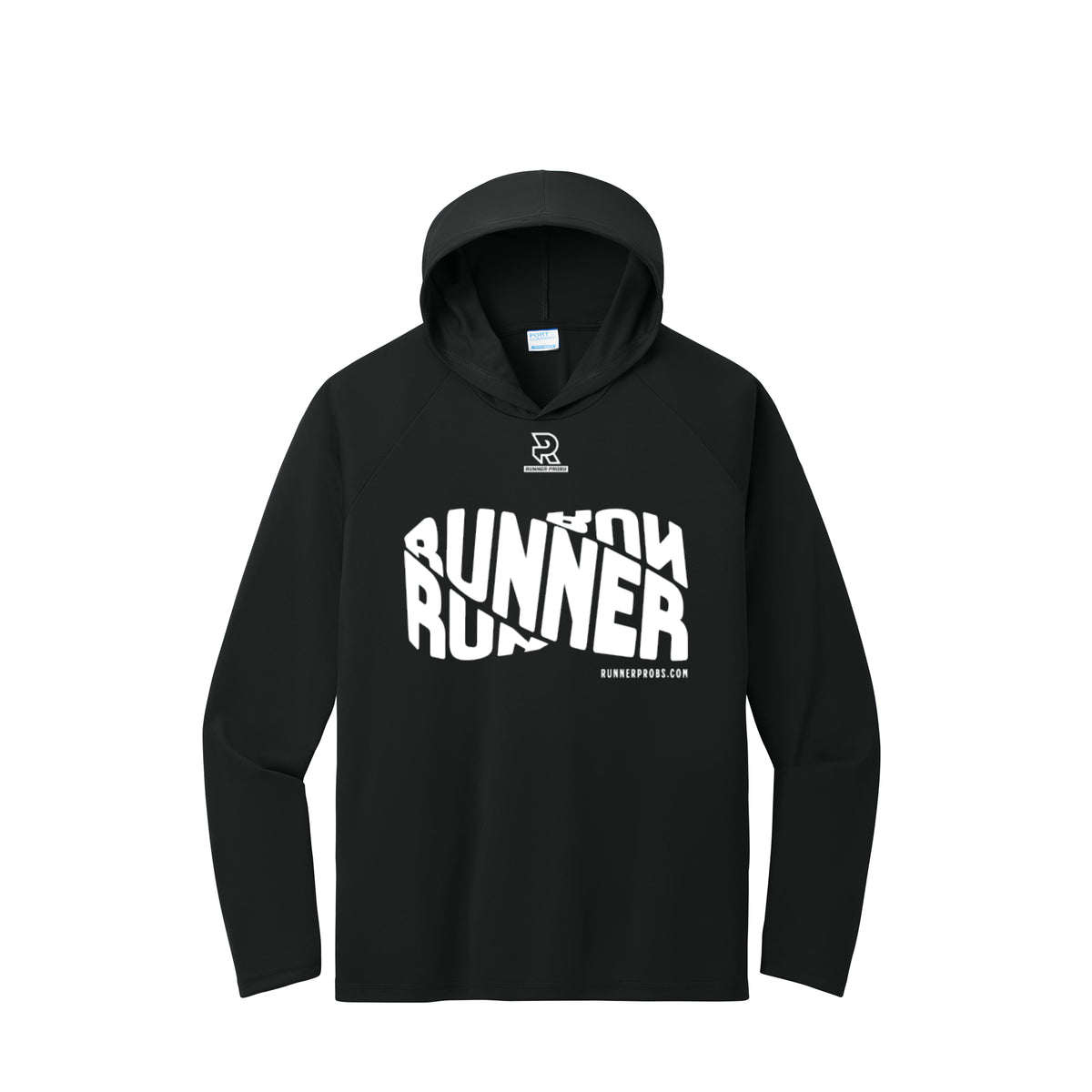 RUNNER DNA (White) - Long Sleeve Hooded Performance Tee