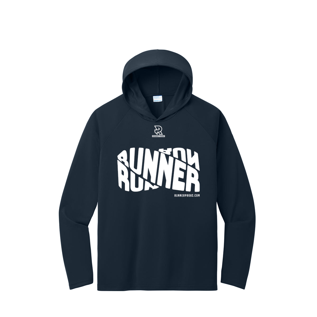 RUNNER DNA (White) - Long Sleeve Hooded Performance Tee