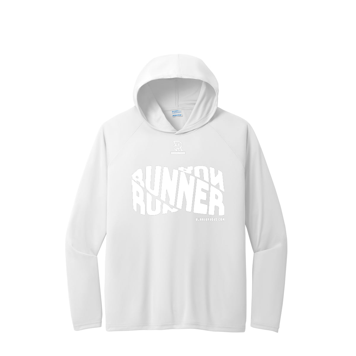 RUNNER DNA (White) - Long Sleeve Hooded Performance Tee