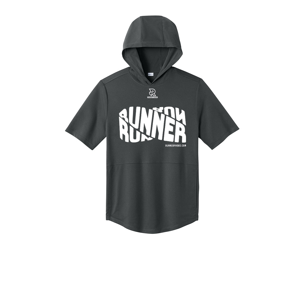 RUNNER DNA (White) - Short Sleeve Performance Hoodie