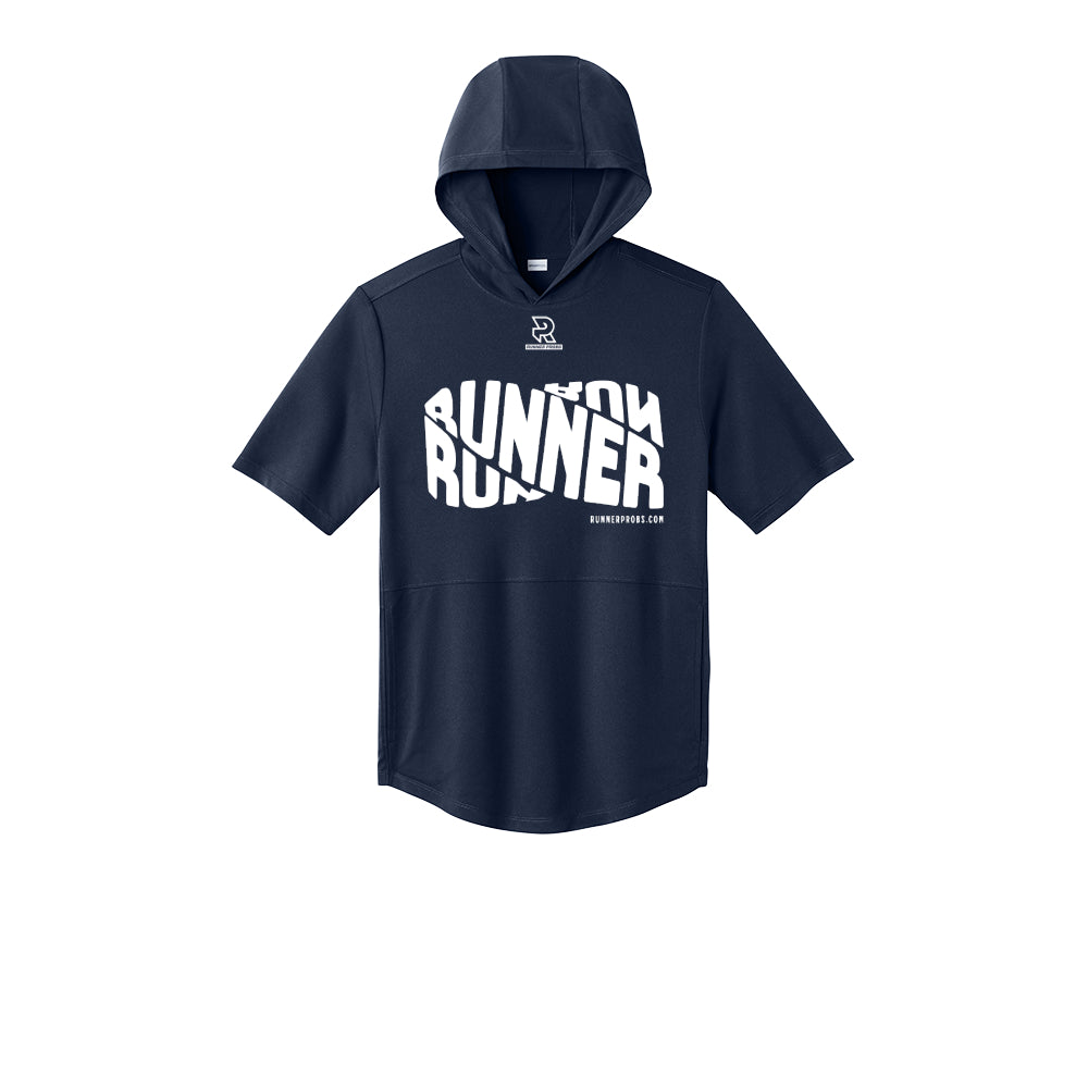 RUNNER DNA (White) - Short Sleeve Performance Hoodie