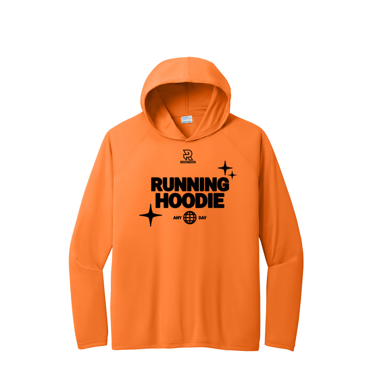 RUNNING HOODIE (Black) - Long Sleeve Hooded Performance Tee